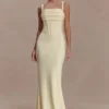 Vestido largo tipo corsé de crepé Luella – Limón Vestido largo tipo corsé de crepé Luella – Limón