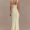 Vestido largo tipo corsé de crepé Luella – Limón Vestido largo tipo corsé de crepé Luella – Limón