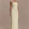 Vestido largo tipo corsé de crepé Luella – Limón Vestido largo tipo corsé de crepé Luella – Limón