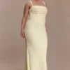Vestido largo tipo corsé de crepé Luella – Limón Vestido largo tipo corsé de crepé Luella – Limón