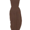 Vestido midi asimétrico fruncido Nola – Moca