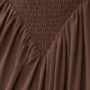 Vestido midi asimétrico fruncido Nola – Moca