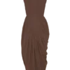 Vestido midi asimétrico fruncido Nola – Moca