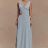 Vestido midi asimétrico y ceñido Raleigh – Azul pálido