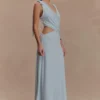 Vestido midi asimétrico y ceñido Raleigh – Azul pálido