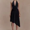 Vestido midi asimétrico y ceñido Zelda – Negro