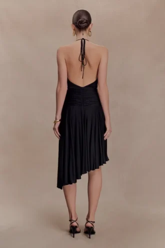 Vestido midi asimétrico y ceñido Zelda – Negro