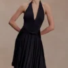 Vestido midi asimétrico y ceñido Zelda – Negro