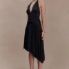 Vestido midi asimétrico y ceñido Zelda – Negro