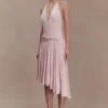 Vestido midi asimétrico y ceñido Zelda – Rosa ballet
