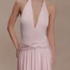 Vestido midi asimétrico y ceñido Zelda – Rosa ballet