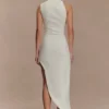 Vestido midi bordado de sarga Virginia – Blanco Vestido midi bordado de sarga Virginia – Blanco