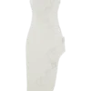Vestido midi bordado de sarga Virginia – Blanco Vestido midi bordado de sarga Virginia – Blanco