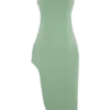 Vestido midi bordado de sarga Virginia – Salvia