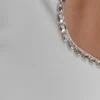 Vestido midi con aberturas y ribete de diamantes Henny – Blanco