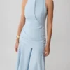 Vestido midi con cintura cruzada Emily – Azul cielo