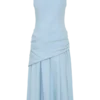 Vestido midi con cintura cruzada Emily – Azul cielo