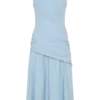 Vestido midi con cintura cruzada Emily – Azul cielo