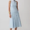 Vestido midi con cintura cruzada Emily – Azul cielo