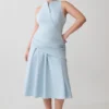 Vestido midi con cintura cruzada Emily – Azul cielo
