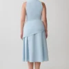 Vestido midi con cintura cruzada Emily – Azul cielo