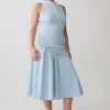 Vestido midi con cintura cruzada Emily – Azul cielo