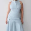 Vestido midi con cintura cruzada Emily – Azul cielo