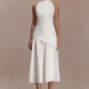 Vestido midi con cintura cruzada Emily – Blanco Vestido midi con cintura cruzada Emily – Blanco
