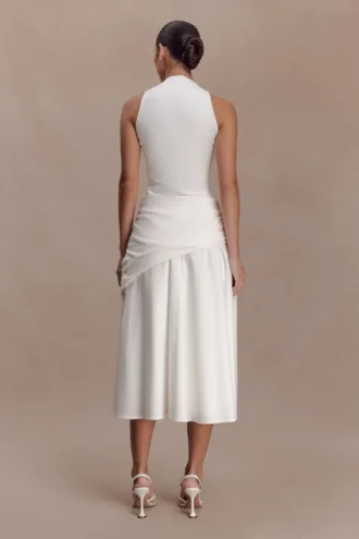 Vestido midi con cintura cruzada Emily – Blanco