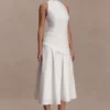 Vestido midi con cintura cruzada Emily – Blanco Vestido midi con cintura cruzada Emily – Blanco
