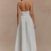 Vestido midi con cuello Cindy – Blanco Vestido midi con cuello Cindy – Blanco
