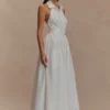 Vestido midi con cuello Cindy – Blanco Vestido midi con cuello Cindy – Blanco