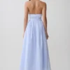 Vestido midi con cuello Cindy – Rayas diplomáticas azules Vestido midi con cuello Cindy – Rayas diplomáticas azules