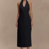 Vestido midi con cuello halter Simona – Negro Vestido midi con cuello halter Simona – Negro