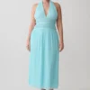 Vestido midi con cuello halter y capucha Thien – Azul Vestido midi con cuello halter y capucha Thien – Azul