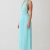 Vestido midi con cuello halter y capucha Thien – Azul Vestido midi con cuello halter y capucha Thien – Azul