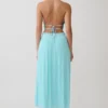 Vestido midi con cuello halter y capucha Thien – Azul Vestido midi con cuello halter y capucha Thien – Azul