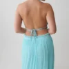 Vestido midi con cuello halter y capucha Thien – Azul Vestido midi con cuello halter y capucha Thien – Azul