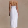 Vestido midi con cuello halter y fruncidos Daniela – Blanco Vestido midi con cuello halter y fruncidos Daniela – Blanco