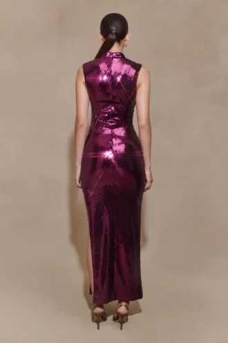 Vestido midi con lentejuelas Veronica – Ciruela