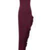 Vestido midi con volantes y hombros al aire Arielle – Ciruela