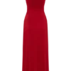 Vestido midi con volantes y hombros descubiertos Allegra – Rubí