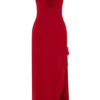 Vestido midi con volantes y hombros descubiertos Allegra – Rubí