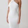 Vestido midi cruzado de crepé Sable – Blanco Vestido midi cruzado de crepé Sable – Blanco