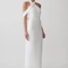 Vestido midi cruzado de crepé Sable – Blanco Vestido midi cruzado de crepé Sable – Blanco