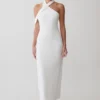 Vestido midi cruzado de crepé Sable – Blanco Vestido midi cruzado de crepé Sable – Blanco