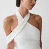 Vestido midi cruzado de crepé Sable – Blanco Vestido midi cruzado de crepé Sable – Blanco