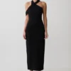 Vestido midi cruzado de crepé Sable – Negro Vestido midi cruzado de crepé Sable – Negro