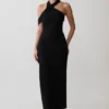 Vestido midi cruzado de crepé Sable – Negro Vestido midi cruzado de crepé Sable – Negro