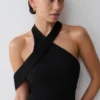 Vestido midi cruzado de crepé Sable – Negro Vestido midi cruzado de crepé Sable – Negro